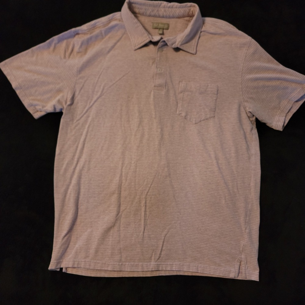 Fish Hippie Co. Men's Purple Short Sleeve Polo Striped Shirt XL